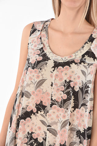 Floral Patterned Silk Maxi Dress