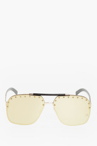 mirrored studs aviator FREEDOM sunglesses with leather details