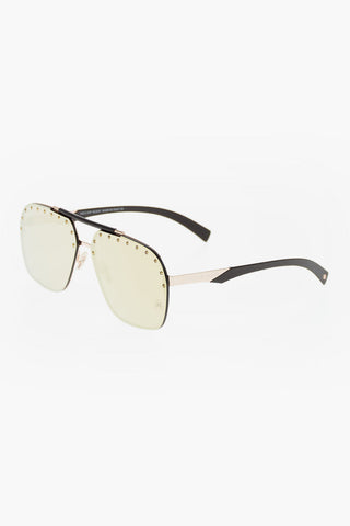 mirrored studs aviator FREEDOM sunglesses with leather details
