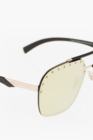 mirrored studs aviator FREEDOM sunglesses with leather details