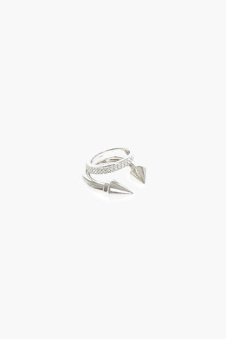brass BAD MANNERS ring with rhinestone embellishment