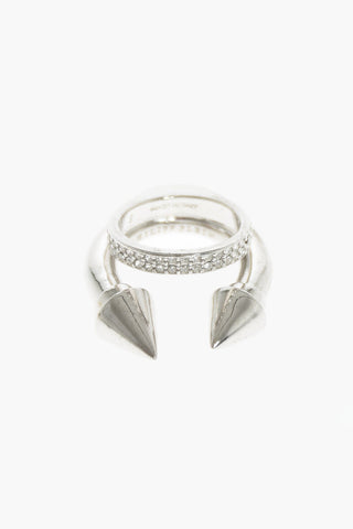 brass BAD MANNERS ring with rhinestone embellishment