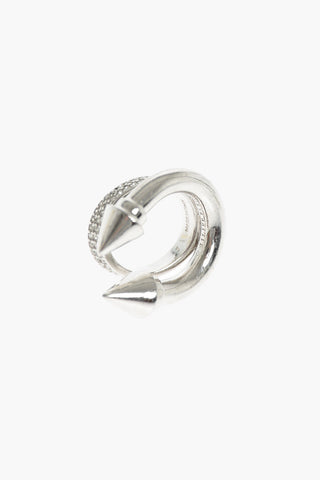 brass BAD MANNERS ring with rhinestone embellishment