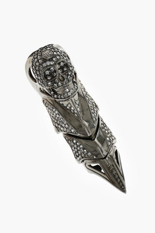 full finger brass ring with rhinestone embellishment