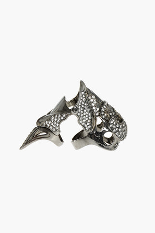 full finger brass ring with rhinestone embellishment