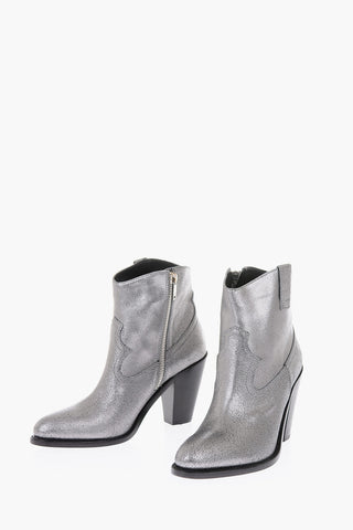 Metallic Leather CURTIS Western Booties 9 cm