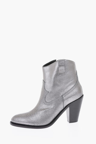 Metallic Leather CURTIS Western Booties 9 cm