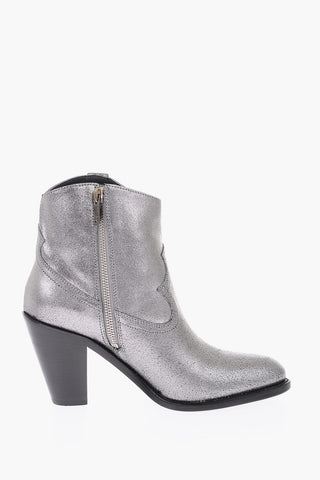 Metallic Leather CURTIS Western Booties 9 cm