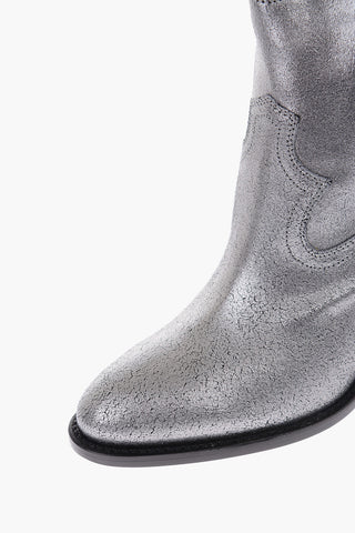Metallic Leather CURTIS Western Booties 9 cm