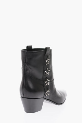 Leather ROCK Western Booties with Embossed Studded Stars 5 cm