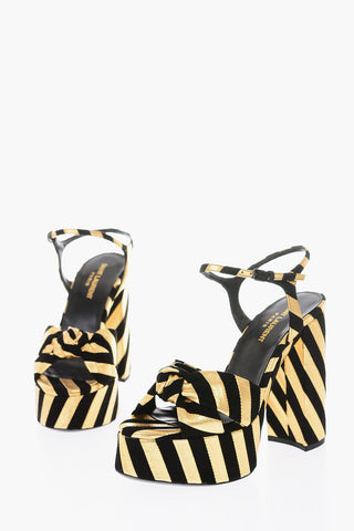 Suede Leather BIANCA Sandals with Gold-tone Stripes 12,5 cm