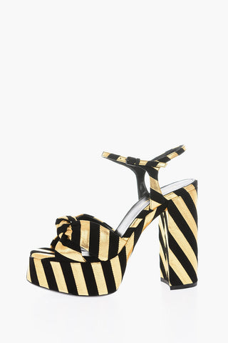 Suede Leather BIANCA Sandals with Gold-tone Stripes 12,5 cm