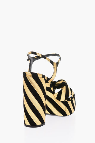 Suede Leather BIANCA Sandals with Gold-tone Stripes 12,5 cm