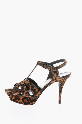 Suede Leather TRIBUTE Sandals with Leopard Print 10 cm
