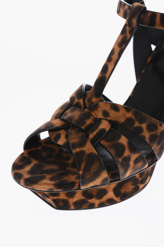 Suede Leather TRIBUTE Sandals with Leopard Print 10 cm