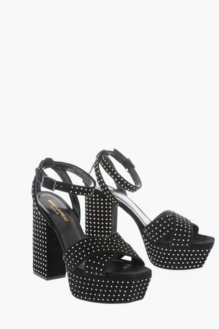 Suede Leather FARRAH Sandals with All-over Studs 12,5 cm