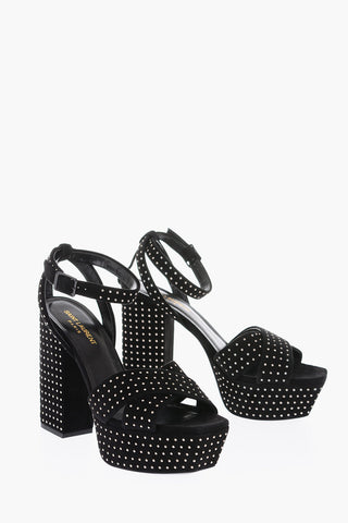 Suede Leather FARRAH Sandals with All-over Studs 12,5 cm
