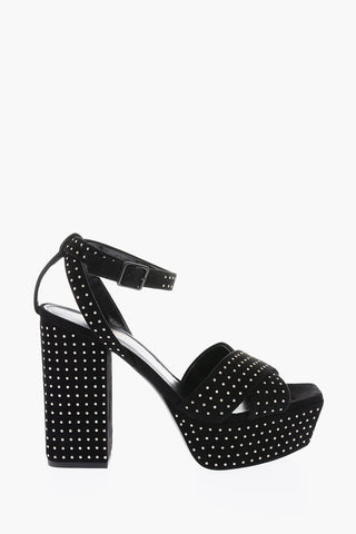Suede Leather FARRAH Sandals with All-over Studs 12,5 cm