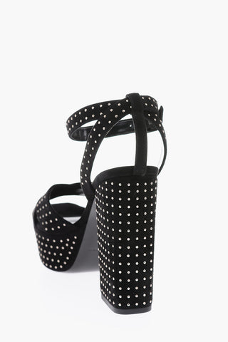 Suede Leather FARRAH Sandals with All-over Studs 12,5 cm
