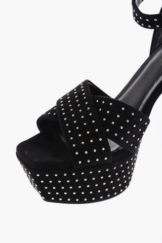 Suede Leather FARRAH Sandals with All-over Studs 12,5 cm