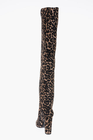 Suede Leather SOIXANTE SEIZE Over-the-knee Boots with Leopard Print 11 cm