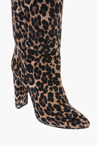 Suede Leather SOIXANTE SEIZE Over-the-knee Boots with Leopard Print 11 cm