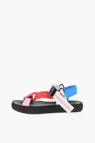 Industrial strap leather and fabric sandals
