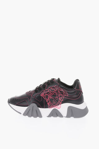 printed leather sneakers