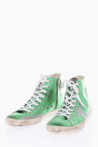 Metallized Leather FRANCY high-top sneakers