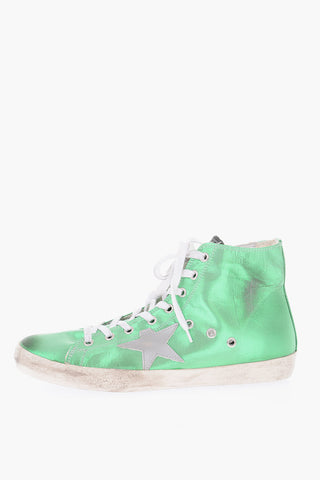 Metallized Leather FRANCY high-top sneakers