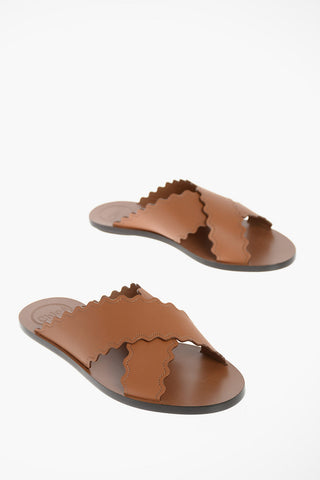 Leather Criss-crossed LAUREN Slides