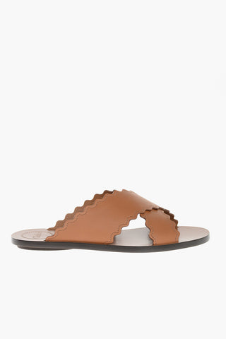 Leather Criss-crossed LAUREN Slides