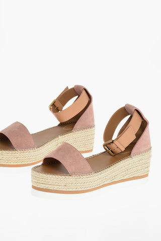 SEE BY Suede Leather Sandals with Roped Wedges 7 cm