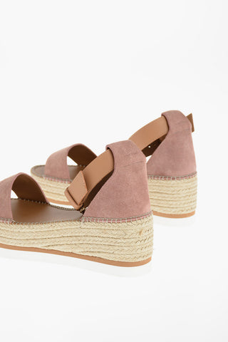 SEE BY Suede Leather Sandals with Roped Wedges 7 cm