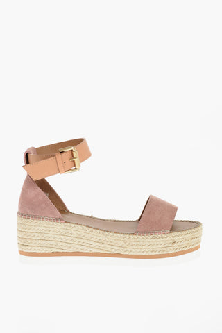 SEE BY Suede Leather Sandals with Roped Wedges 7 cm