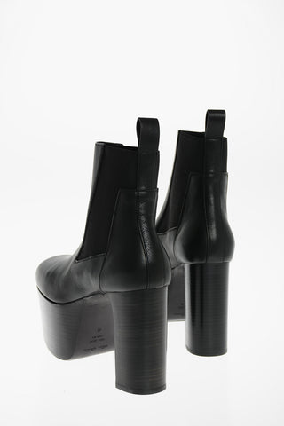 Leather Open-toe Ankle Boots with Wooden Statement Sole 12 cm