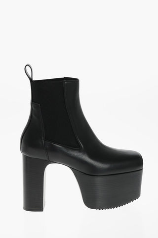 Leather Open-toe Ankle Boots with Wooden Statement Sole 12 cm