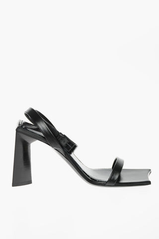 Leather MOON Sandals with Triangular-shaped Heel 8,5 cm