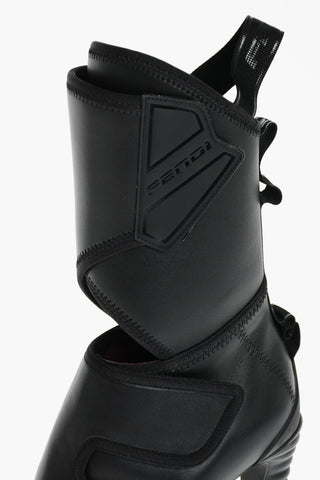 Soft Leather Logoed Ankle booties with Cut-out and Strap Closure 9cm