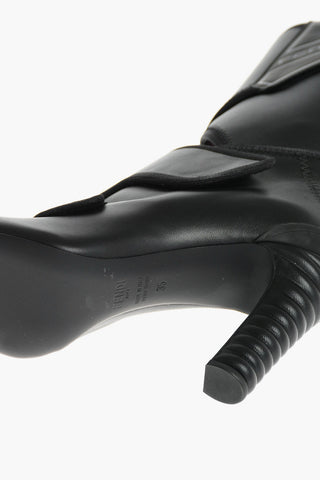 Soft Leather Logoed Ankle booties with Cut-out and Strap Closure 9cm