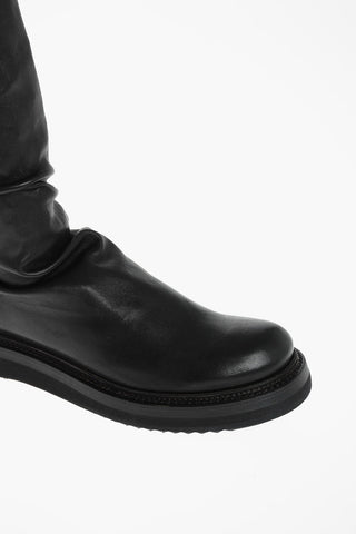 Rubber Sole Leather Over the Knee Boots