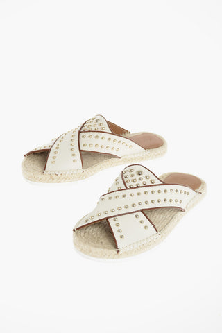 SEE BY Studded Leather Criss Cross Slippers
