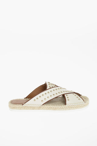 SEE BY Studded Leather Criss Cross Slippers