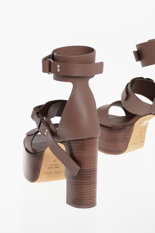 Sandali Ankle-Strap Platform con Tacco in Legno 12cm