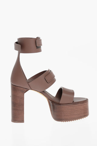 Sandali Ankle-Strap Platform con Tacco in Legno 12cm