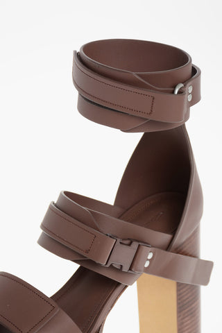 Sandali Ankle-Strap Platform con Tacco in Legno 12cm