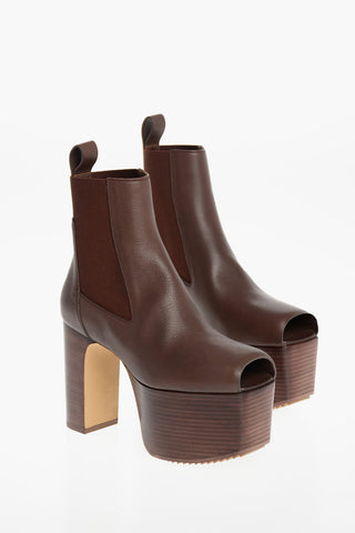 Wood Heel Open Toe Chelsea Booties 12cm