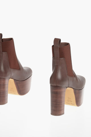 Wood Heel Open Toe Chelsea Booties 12cm