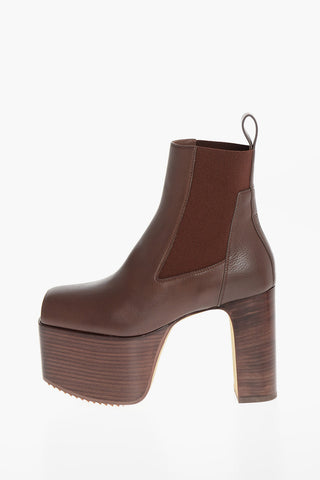 Wood Heel Open Toe Chelsea Booties 12cm