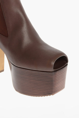 Wood Heel Open Toe Chelsea Booties 12cm